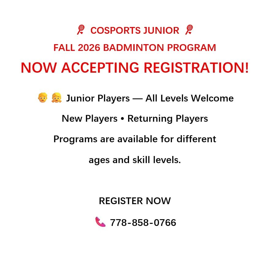 COSPORTS Junior Fall 2026 badminton program registration